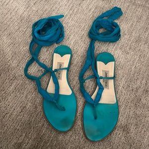 Vintage Jimmy Choo Roy Flat Sandal in color Capri (aqua)